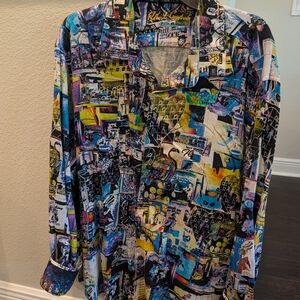 ROBERT GRAHAM Colorful Graphic Long Sleeve Shirt